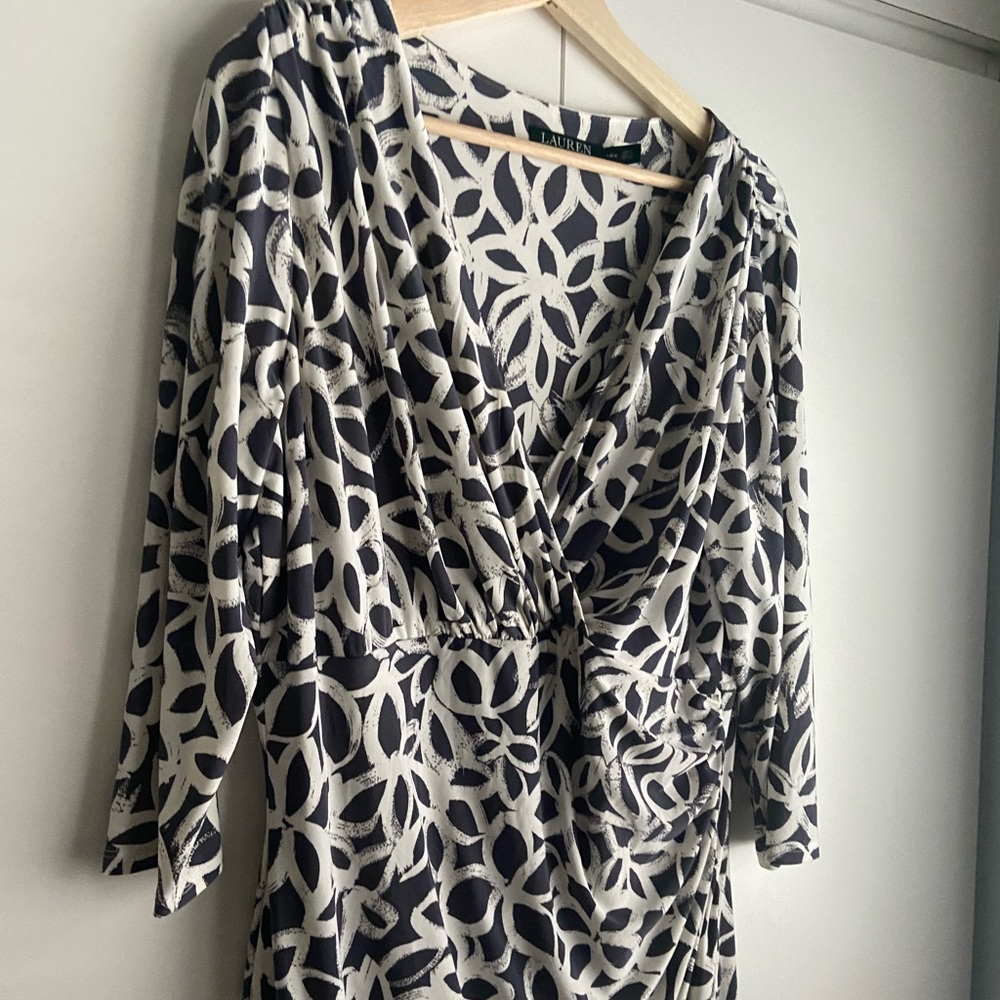 FLOWER PRINTED MID CROSSED DRESS RAPLH LAUREN